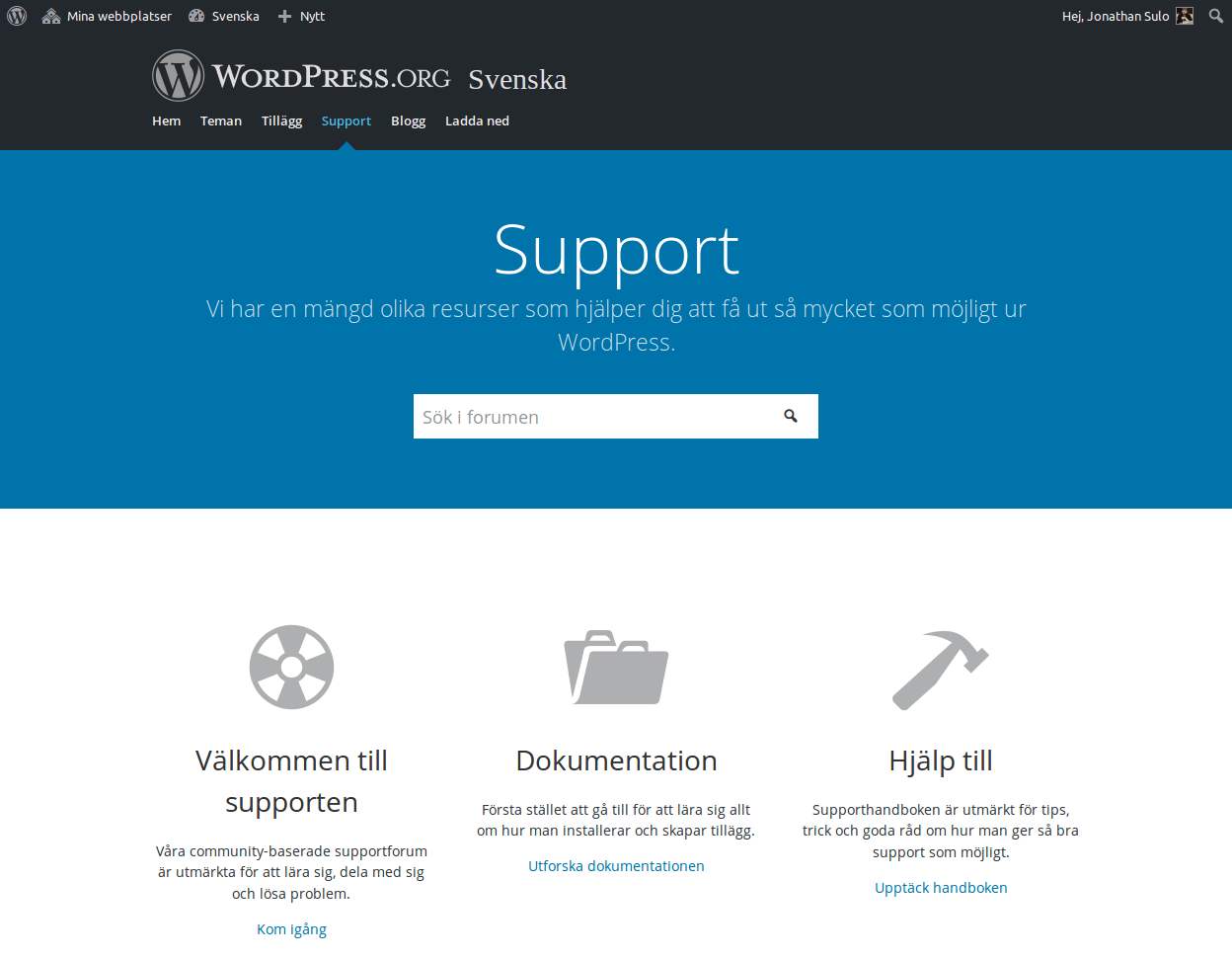 WordPress Sverige support och forum
